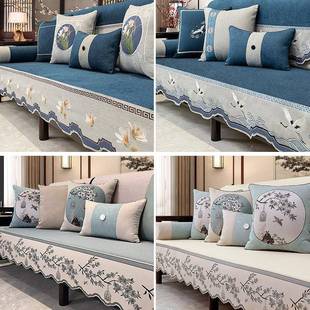 新中式沙防发垫全包沙发套罩F96HS77J坐季四通用座垫子实木高档滑
