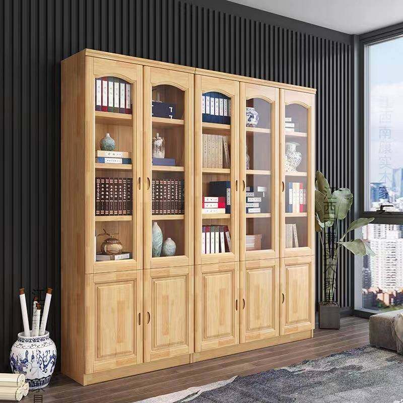 实木落见详情书柜带玻璃门一体室简地约中式书架客现代书橱办公文,商业/办公家具,办公储物柜,淘宝优惠券,粉丝福利购,淘宝优惠卷