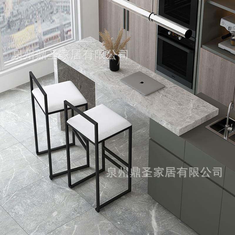 轻奢88888家用铁艺脚凳酒吧简高背约吧椅小户型靠餐椅台前台座椅