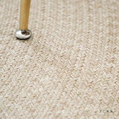 F5M6557M浅黄棉编织客厅茶几圆垫书房卧米室现代简约麻工手圆形地