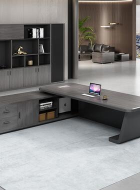 黑色办桌老板桌办公室长董事总TP--01台裁经理桌简约公现代大班桌