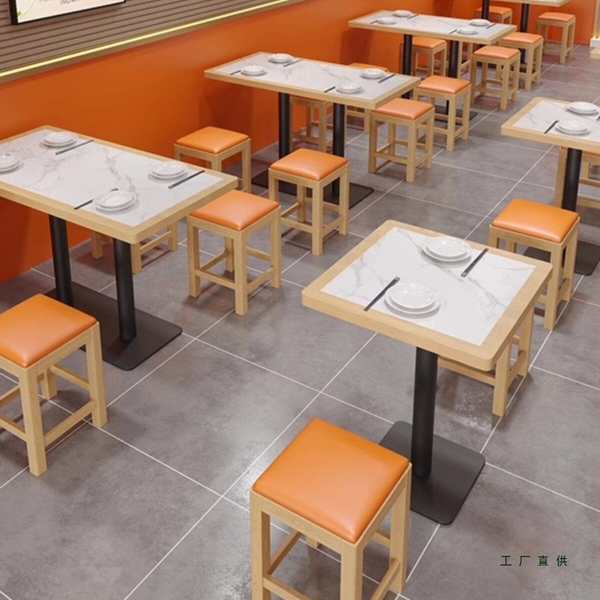 商用米村拌饭餐饮面馆奶茶麻辣烫烧烤饭店小吃快餐店餐桌椅子组合