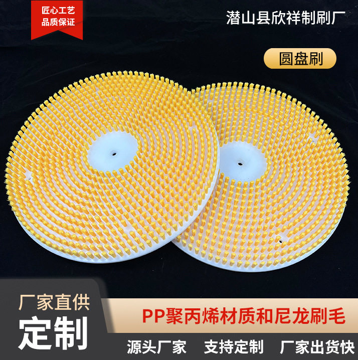 清洗除尘pp圆形毛刷工业用圆盘刷抛光去毛刺尼龙丝清洗机盘刷供应图片