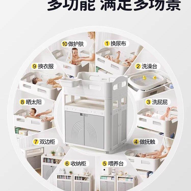 龙宝宝尿布多体功能曼洗澡一护理台新生家用收纳可85移动婴台儿床