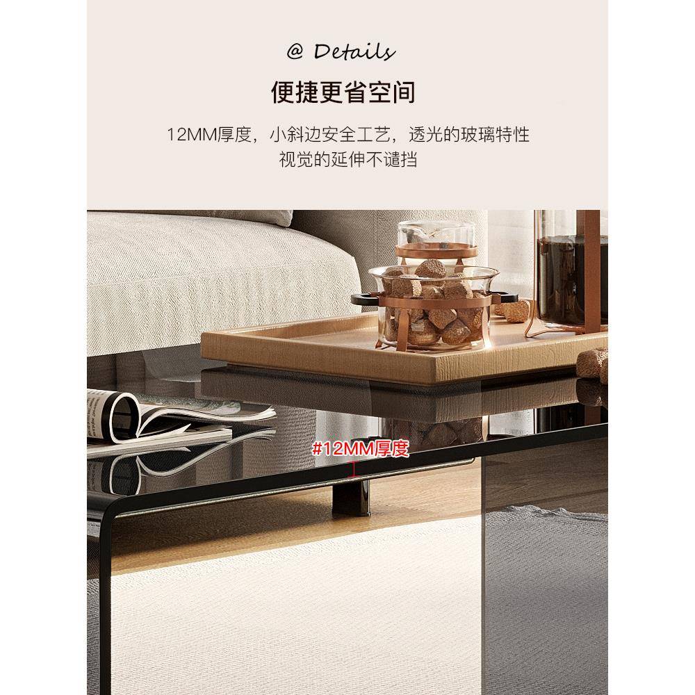 新款茶几玻璃VRE厅用长家方形小极户型简约现代迷你客办公室茶机