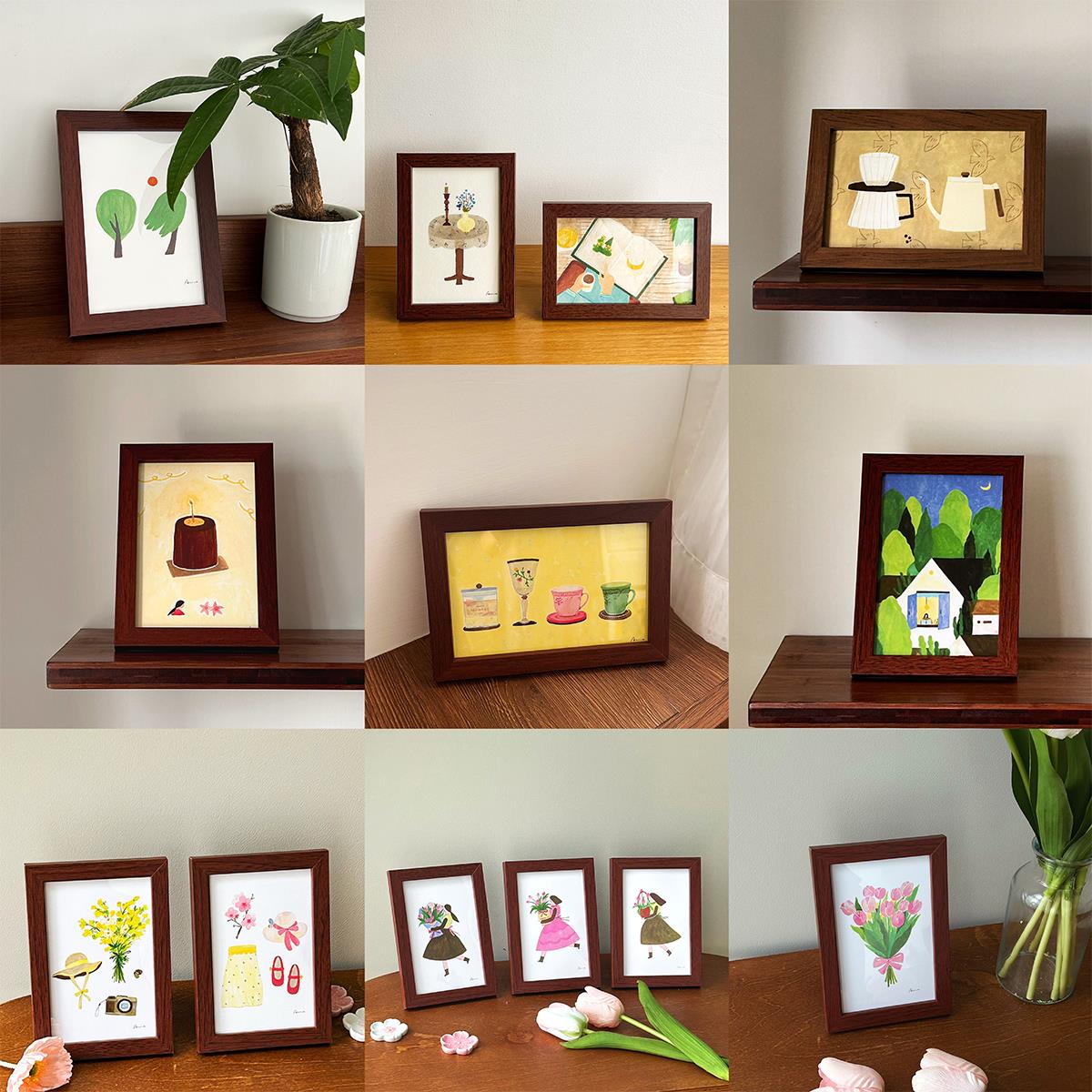 【合集】一朵苗Aura桌面6寸摆台画相框画少女花朵烟花书房卧室画