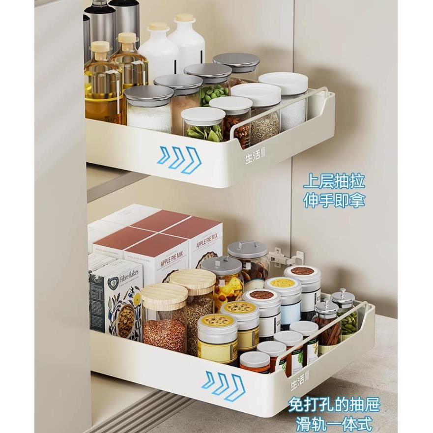 不锈钢碗架拉篮厨房橱柜抽拉收纳盒置物架沥水架碗碟盘子