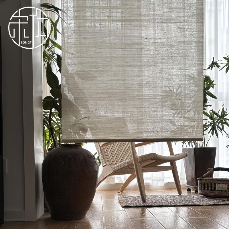 简约s纯色in断风装饰苎隔帘垂GDL-07直挂麻帘屏风遮挡布帘子定制