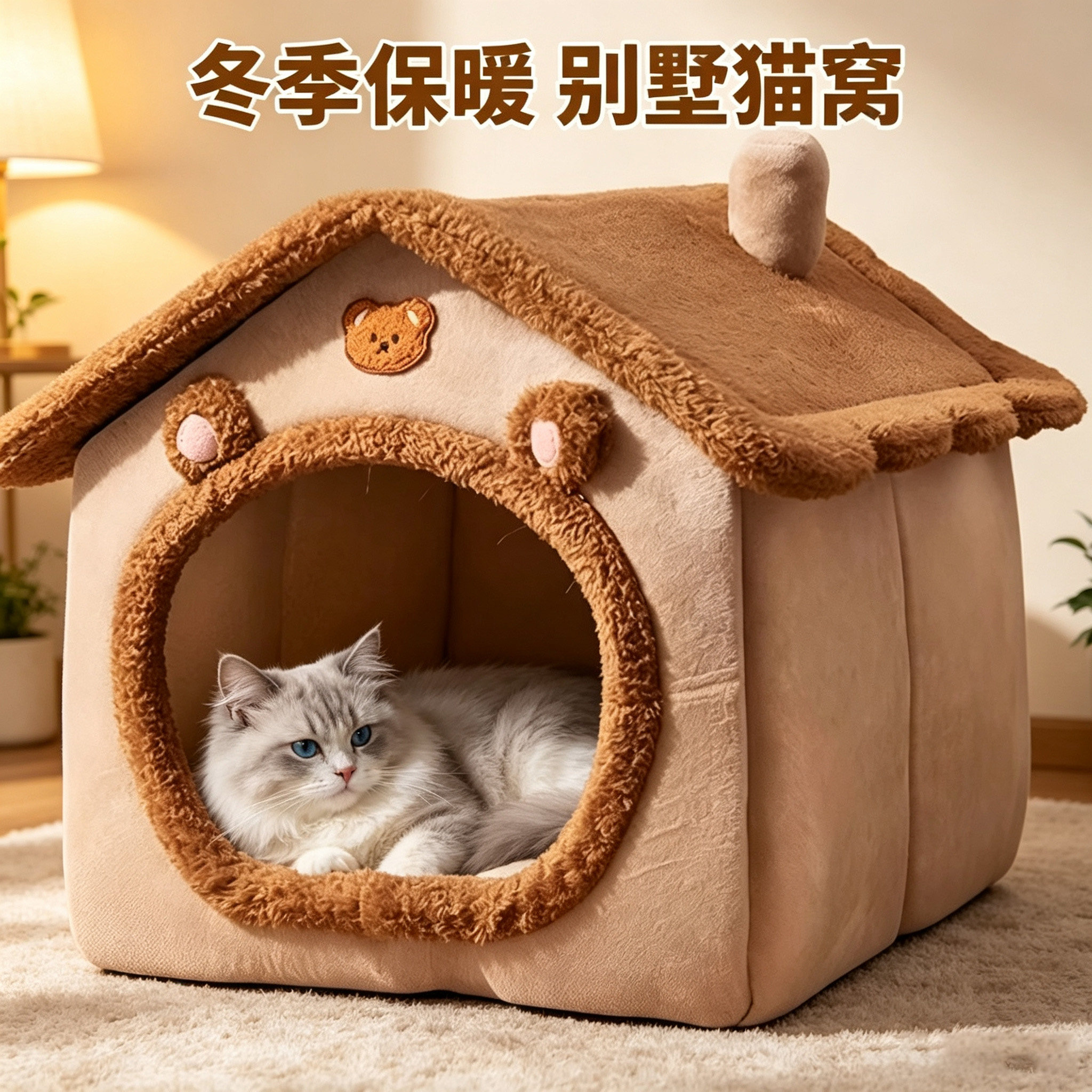 猫窝四季通用狗窝猫屋别墅冬天保暖封闭式猫房子猫咪狗室内安全感