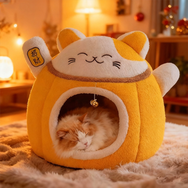 猫窝冬季保暖半封闭式可拆洗四季通用猫咪窝狗窝猫床猫屋幼猫窝垫