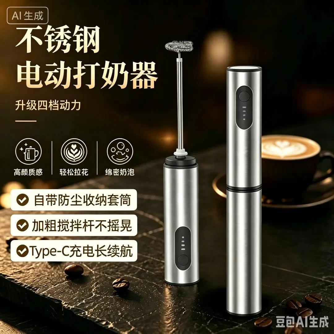 不锈钢电动打奶器家用便携手持