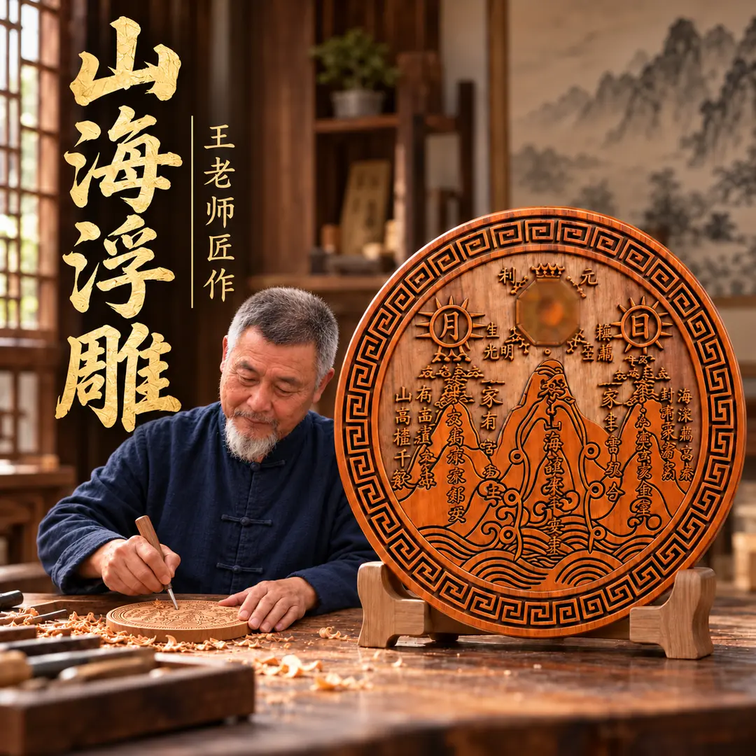 山海浮雕桃木挂件摆件结实耐用