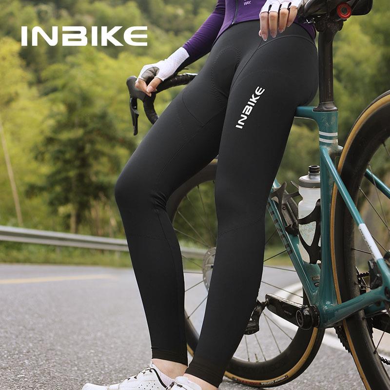 inbike秋冬季抓绒保暖骑行裤女士专业自行车公路车长裤加绒单车裤