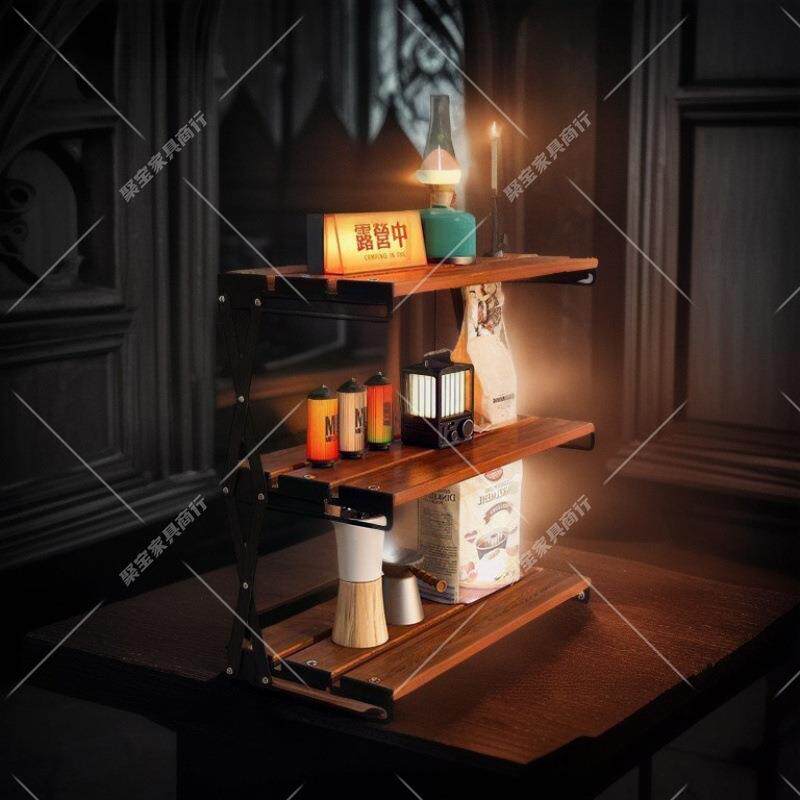 户外置物架可折叠便携式电脑桌整理架电竞桌搭三层收纳架子小桌子