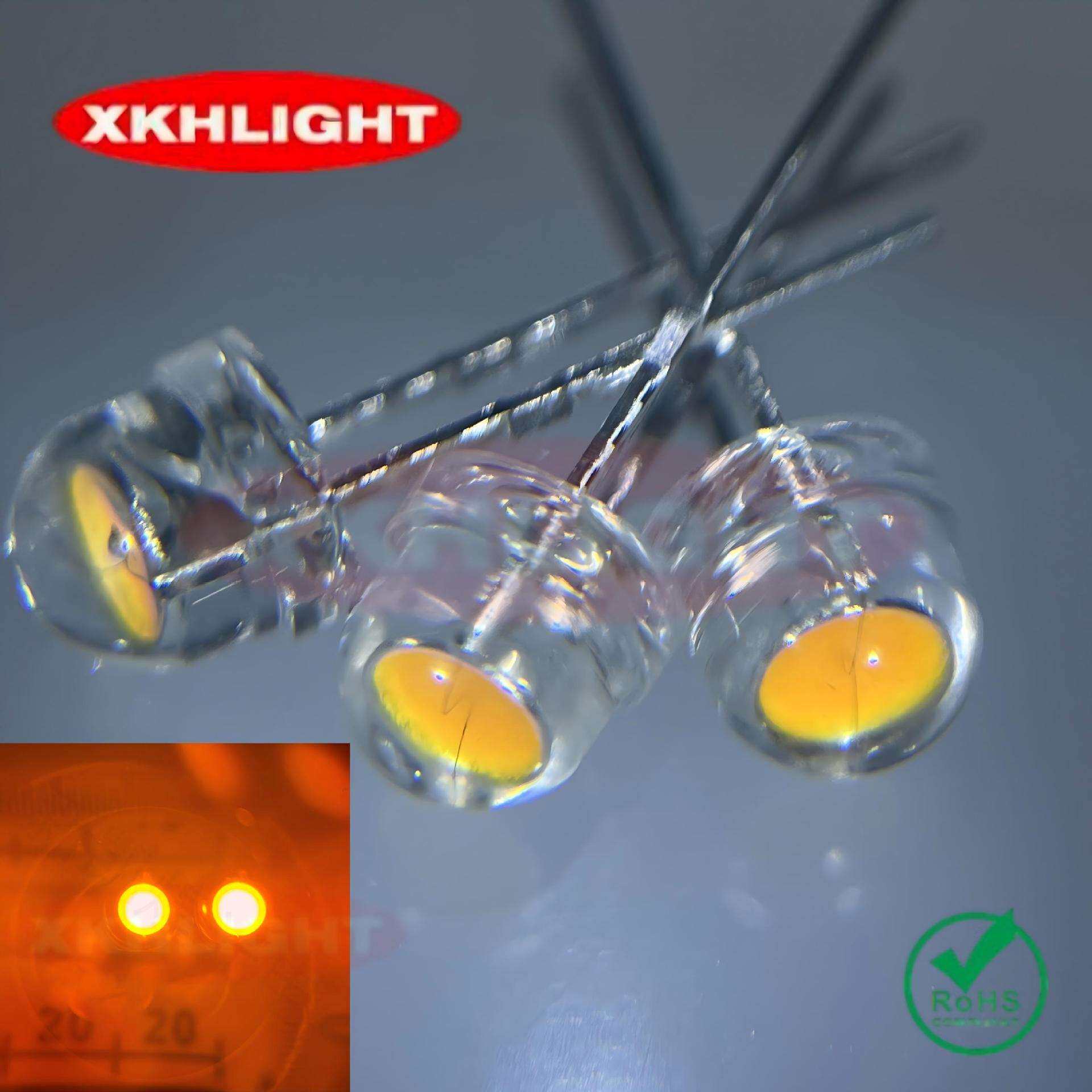 LED草帽金黄光灯珠草帽桔黄色直插灯珠草帽金黄色发光二极管4.8MM