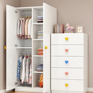 简易木质卡通衣柜卧室儿童衣橱宝宝收纳柜经济型挂衣柜五斗柜组合