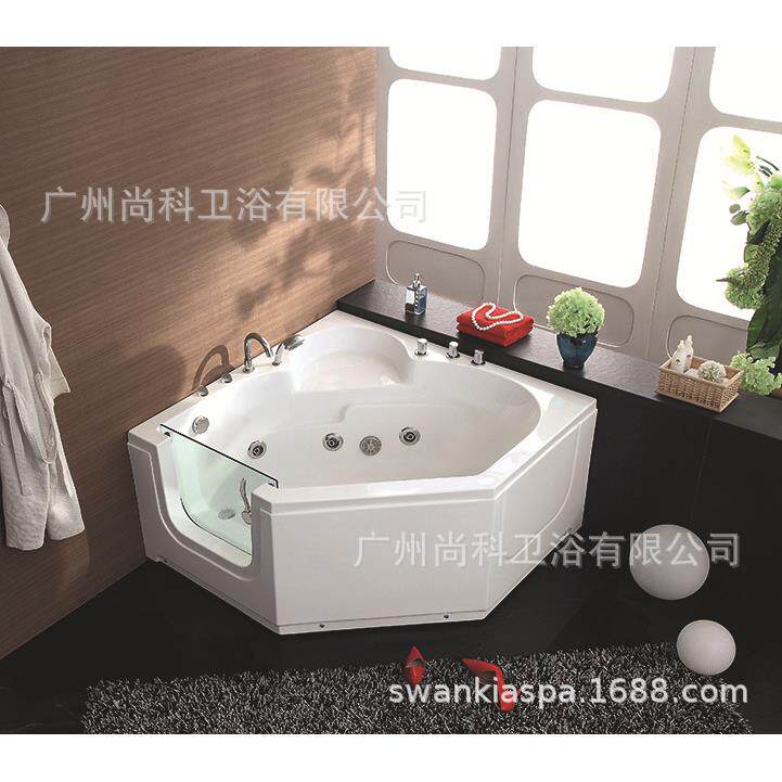 三角形扇形加深成人家用亚克力小户型迷你双人按摩恒温加热浴缸