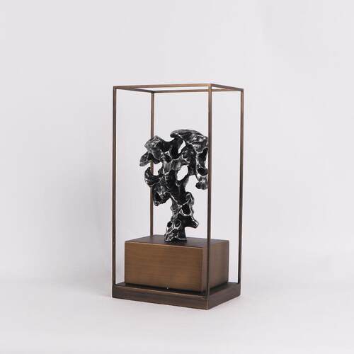 现代新中式太湖石铁艺框架展示摆件展厅售楼处大堂隔断茶几饰品