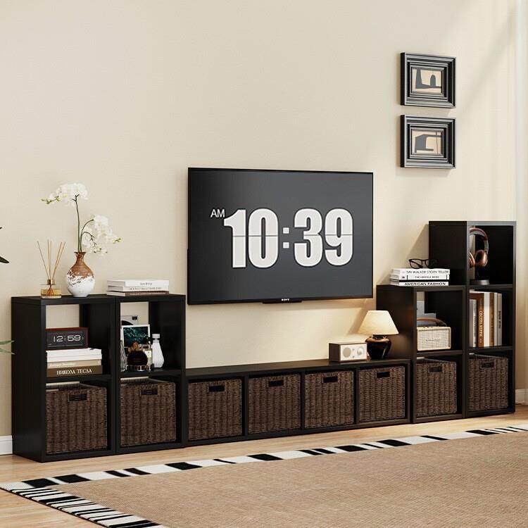 家居落地电视柜客厅家用新款中古收纳储物柜一体不锈钢制