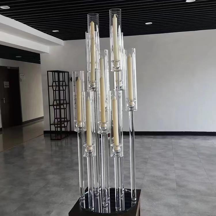 水晶烛台婚礼布置道具水晶婚礼策划摆件烛台水晶婚庆现场道具外贸