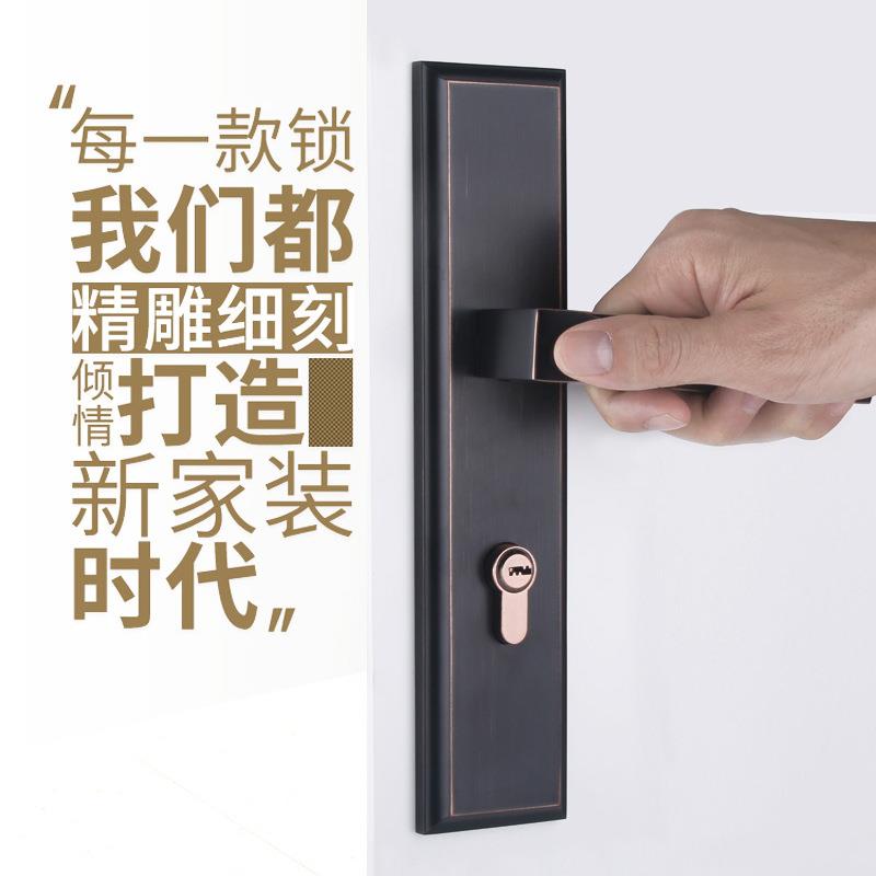 室内静音房间卧室实木门锁现代简约中式门把手上提反锁办公室门锁