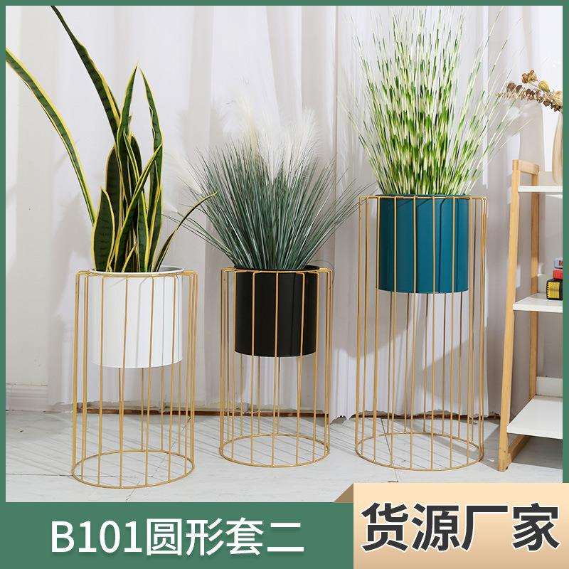 铁艺花架客厅电视柜仿真绿植展示架铁艺室内花盆架落地式套二大小