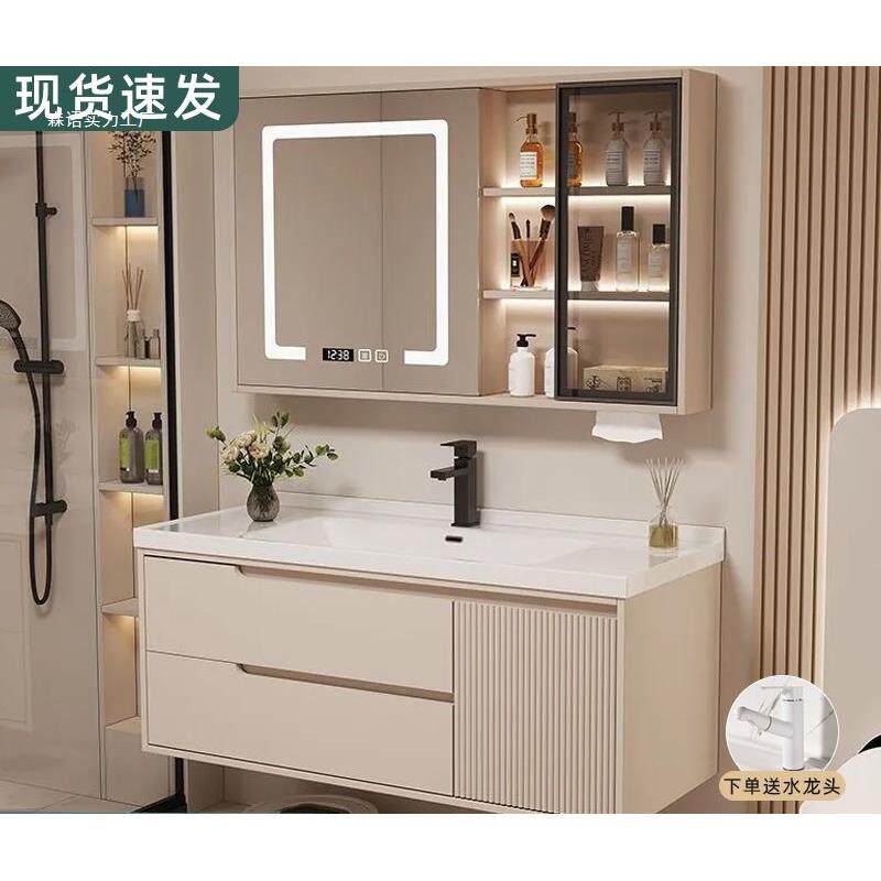 吊柜木质浴室柜卫生间壁柜地柜洗脸家用简约洗手池陶瓷一体盆
