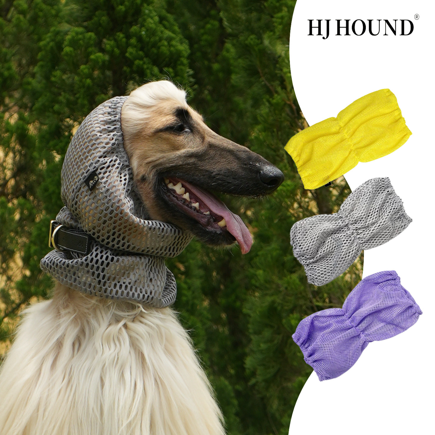 HJHOUND狗狗头巾大耳狗网面弹力头套阿富汗猎犬史宾格可卡腊肠犬