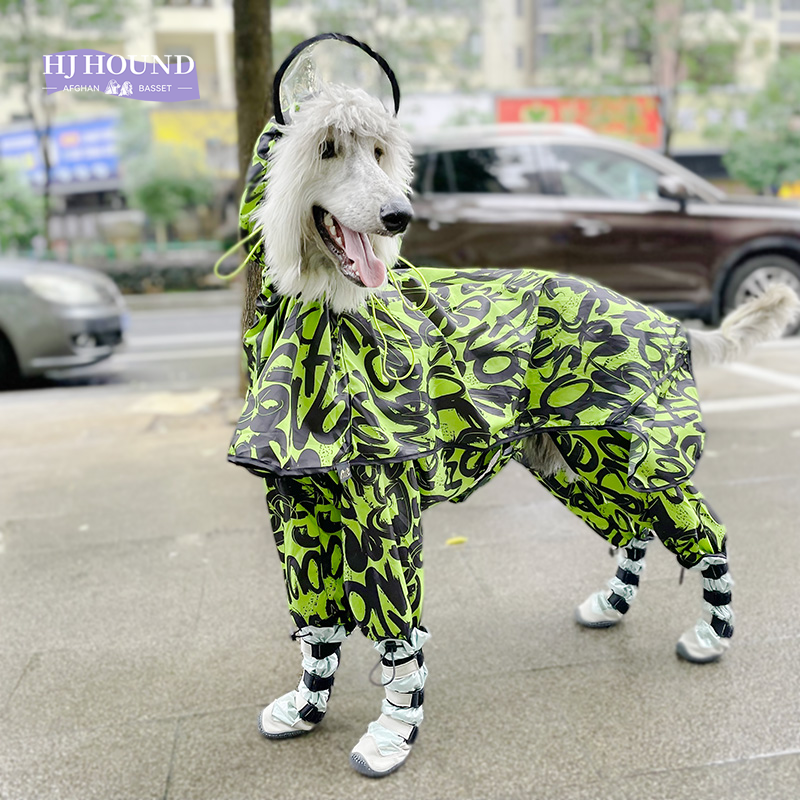 HJHOUND狗狗雨衣大型犬防水轻薄反光服巨贵阿富汗猎犬苏俄猎狼