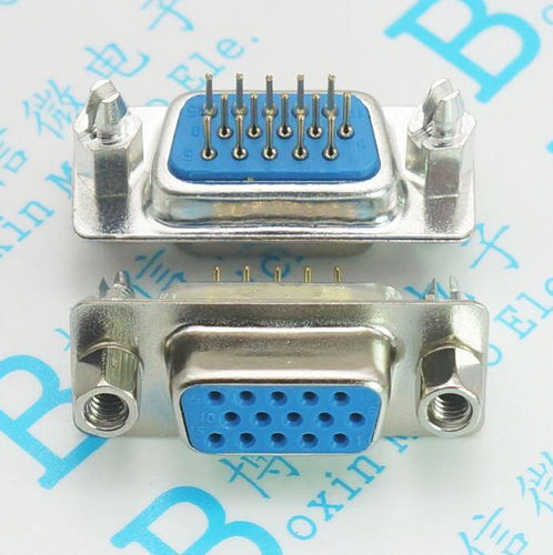 DB15 VGA母座公头 鱼叉 带固定脚 带螺丝/铆鱼叉 DP15 三排15针