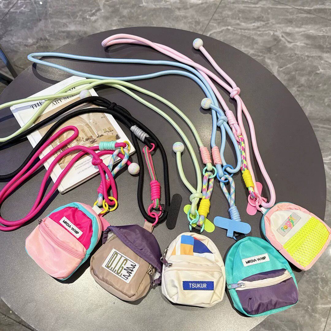 新色三股零钱包手机挂绳长绳斜挎可背男女户外登山带子扩音器挂链