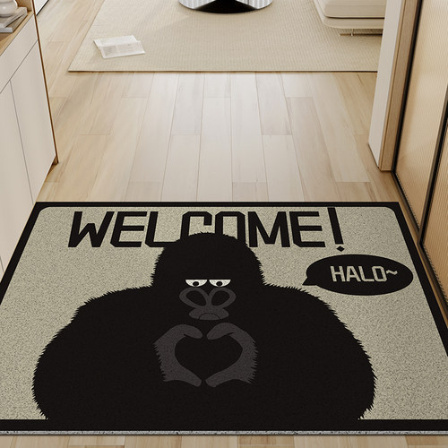 温柔黑猩猩丝圈地垫入户门垫脚防滑进门口家用地毯裁剪定制耐脏