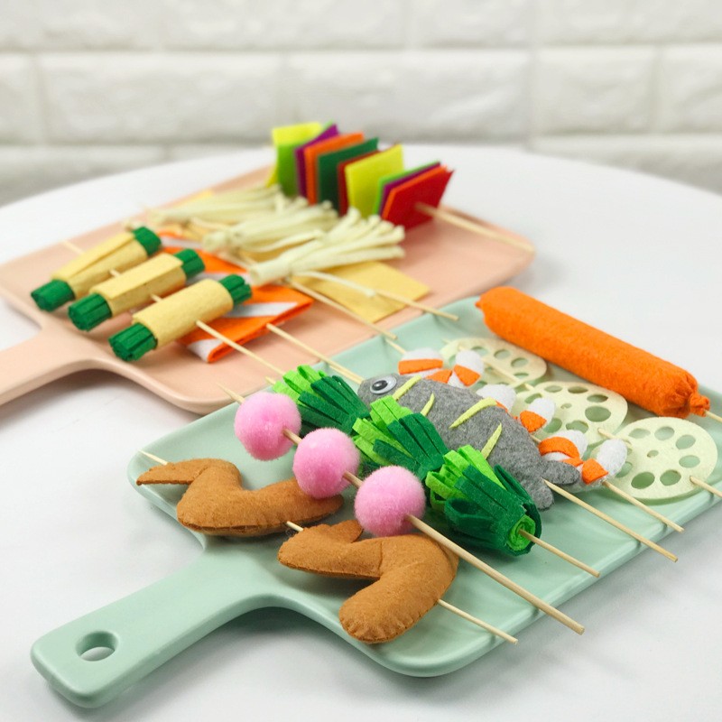 儿童过家家仿真食物不织布手工diy材料包 烧烤串串火锅幼儿园作业