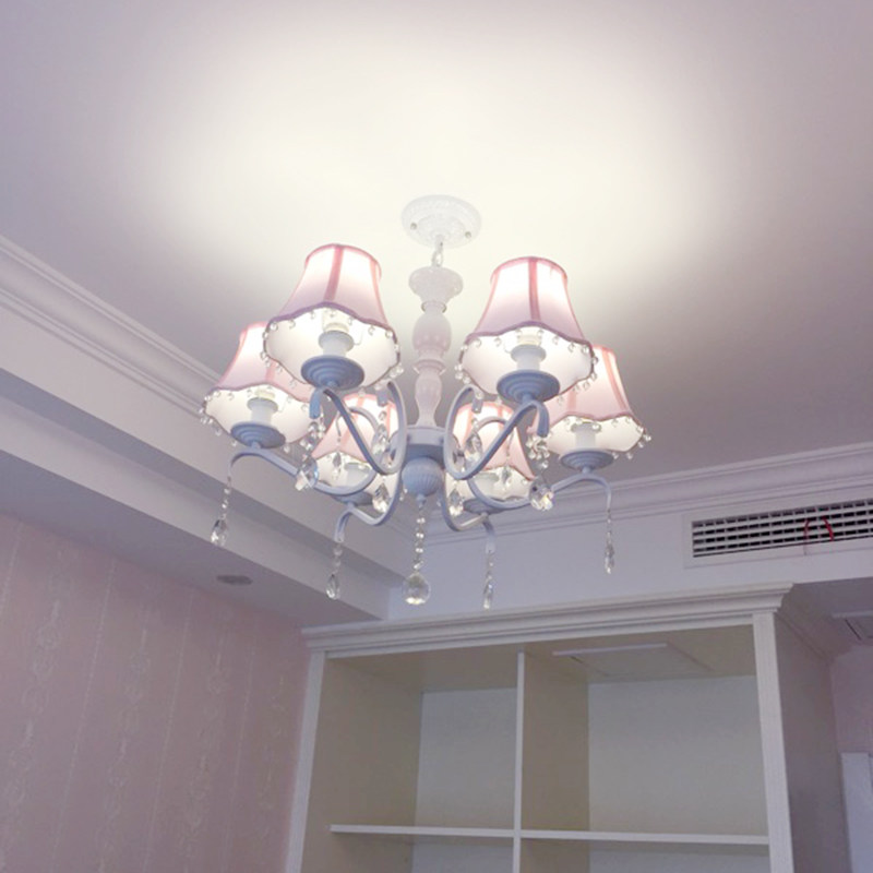 韩式田园水晶灯欧式铁艺粉色公女孩房间温馨卧室儿童房吊灯