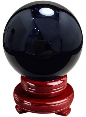 天然黑曜石水晶球摆件黑色大号打磨客厅办公室玄关工艺品装饰