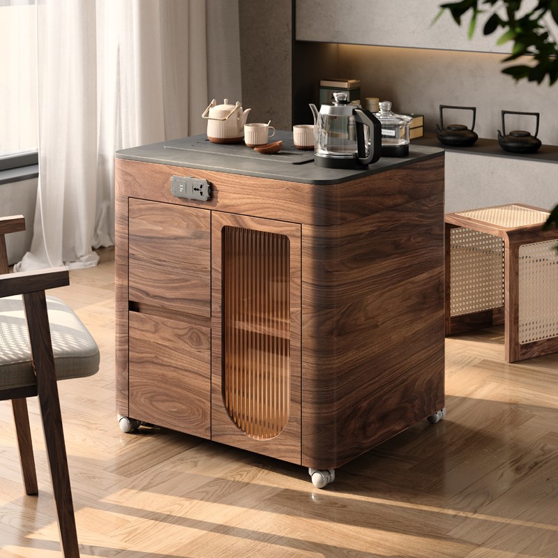 木胭脂 茶语可伸缩阳台茶车小型实木茶桌功夫茶家用可移动茶台