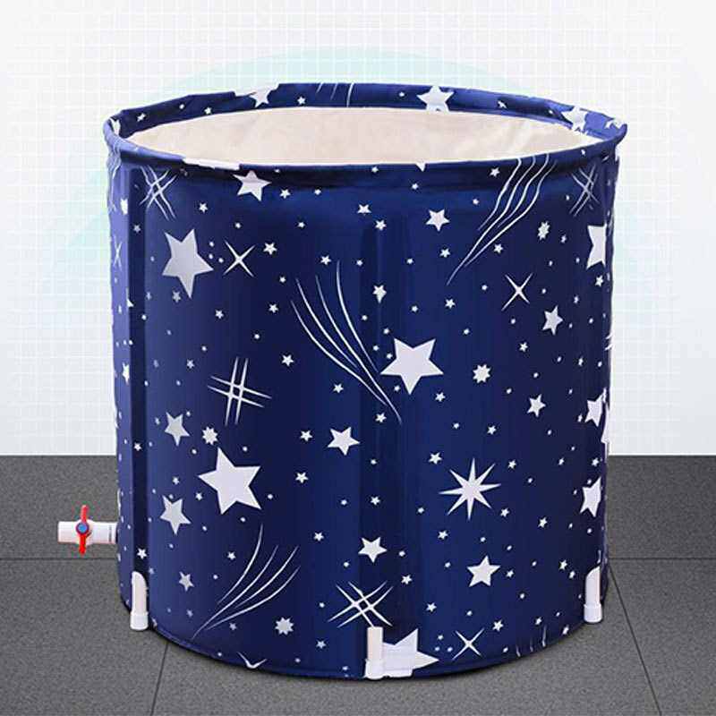 蓝色星空狗狗洗澡盆可折叠大号宠物通用加厚圆形浴缸中大型犬浴