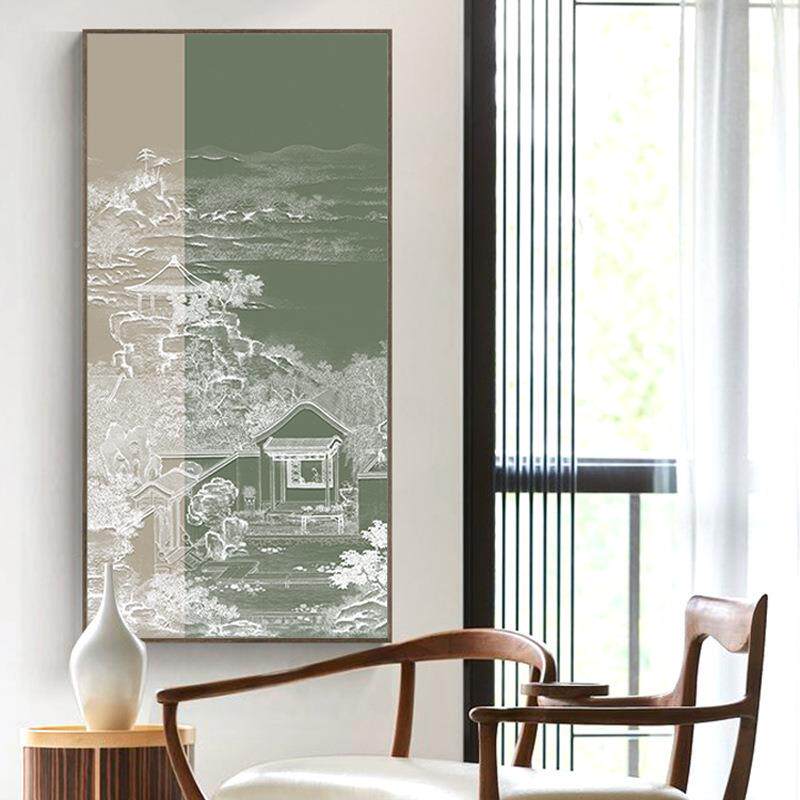 廊新中式风格客厅装走挂画中国风KDB格玄关泡茶室书饰房过道壁画