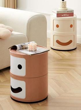 网床头圆SDT形微笑奶油风可移动塑料多层置童物柜柜红儿卧室收纳