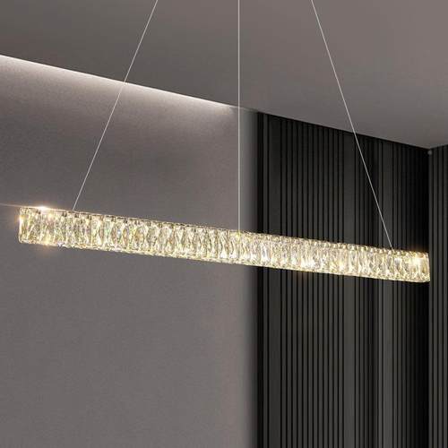 轻餐厅吊灯条水晶灯直条后现代长灯设计吧台装饰具奢餐厅灯KBS轻