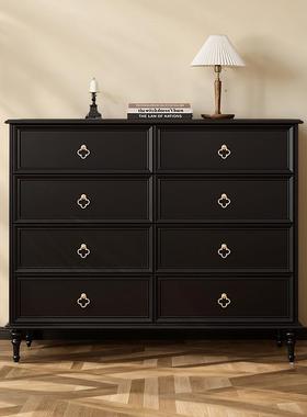 法式复实AUH木五斗柜室卧床头尾黑古色美式中风客厅抽屉储物八古