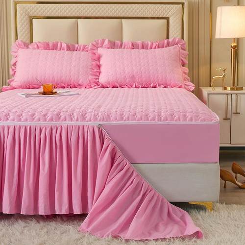 BB4C公主卸风可拆床裙夹棉花笠FCC罩带裙边边床罩2025新床款