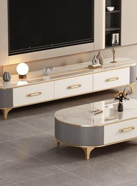 2025轻奢茶岩几视客厅家VOR用新款现代约简小户型椭圆电柜组合岩