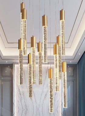 led水晶复式楼梯吊新款奢别墅长吊灯LD050911olft轻公灯寓旋转楼