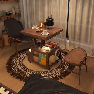实木多升降茶几动推车用茶URS桌折叠餐桌两茶台移功能客厅沙发边