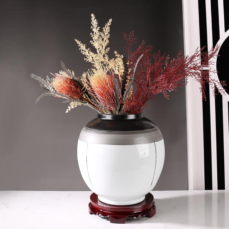 新中式陶瓷瓶卷样轴书画收纳缸板房酒店民家居书房装WQO饰花摆宿