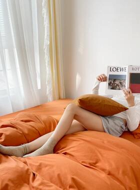 100Z18P28-3棉6支纯长绒纯棉色小清新床上四件套全棉学生0宿舍磨