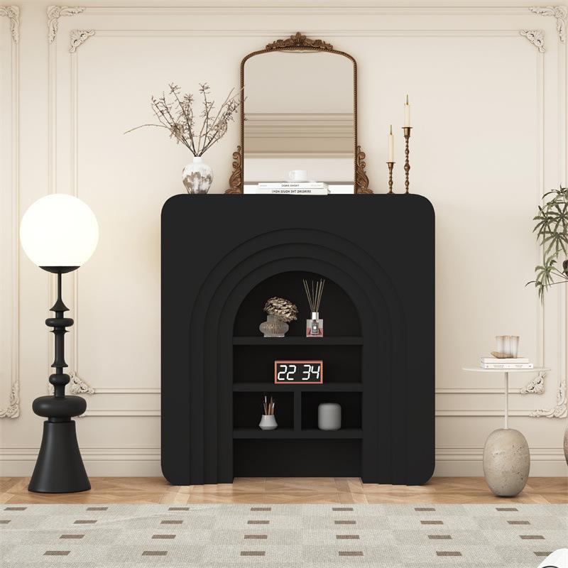 法式壁柜KUR装饰民宿黑色壁炉玄关柜客厅边柜陈轻奢播展示柜直间