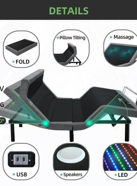 电动床现代简约1.米PEB5智双人床能轻软包经济型主卧奢升降调节床