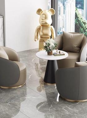 JBQ意沙式客单人发轻奢现代商椅务洽谈休闲椅会旋转接待沙发椅组